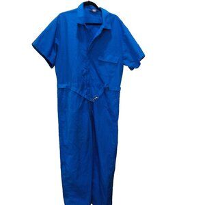 Vtg 80's Toppmaster Belted SS Coveralls Blue Size XL-R (46-48) Mechanic Jumpsuit